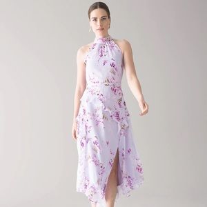 Ruffle Halter Midi-Dress